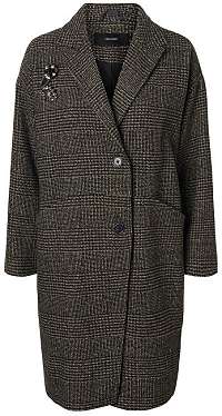 Vero Moda Dámsky kabát North 3/4 Jacket Peat Black Check W.Two TRIMS S