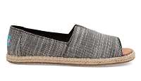 TOMS Black Microstripe Open Toe Alpargata