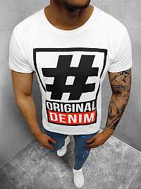 Bavlnené biele trendové tričko Hashtag O/1295