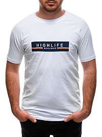 Bavlnené biele tričko s potlačou High Life S1615