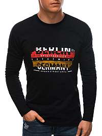 Bavlnené čierne tričko s dlhým rukávom s potlačou L85