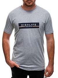 Bavlnené šedé tričko s potlačou High Life S1615