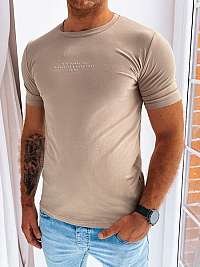 Béžové bavlnené tričko s jemným nápisom