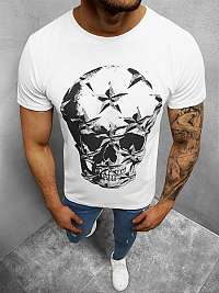 Biele tričko so štýlovou potlačou Skull O/1296