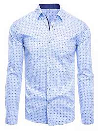 Blankytne modrá bavlnená košeľa so zaujímavým vzorom