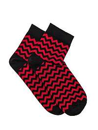 Červené členkové ponožky cik-cak U11