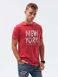 Červené tričko s potlačou New York S1434 V-24D