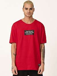 Červené zaujímavé tričko s potlačou MR/21540