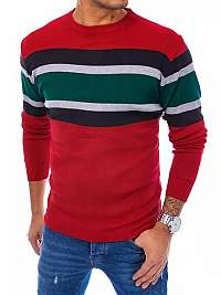 Červený sveter s kontrastnými pruhmi