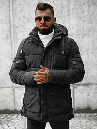 Čierna atraktívna bunda s kapucňou JS/22M602