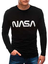 Čierne bavlnené tričko s dlhým rukávom Nasa L143