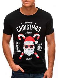 Čierne tričko s vianočným motívom S1512