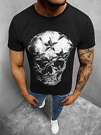 Čierne tričko so štýlovou potlačou Skull O/1296