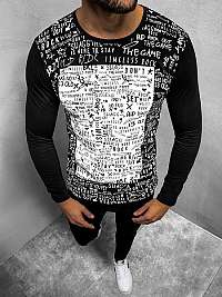 Čierne zdobené tričko v slim fit strihu O/1213Z