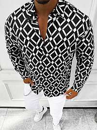 Čierno-biela košeľa s moderným vzorom E/9000/5