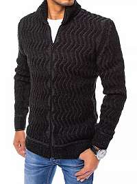 Čierny moderný sveter so zapínaním na zips