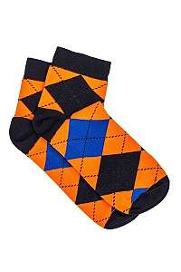 Členkové ponožky v károvanom dizajne oranžové U16