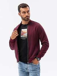 Elegantná tmavočervená mikina na zips B1077