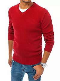 Elegantný červený sveter s véčkovým výstrihom