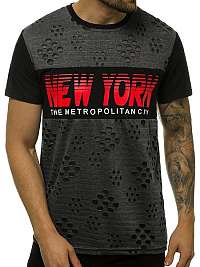 Jedinečné čierne tričko s potlačou NEW YORK JS/KS2082
