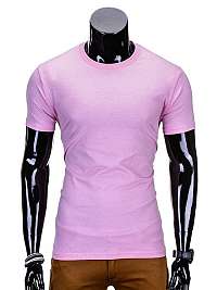 Jednofarebné pánske tričko ružové s970