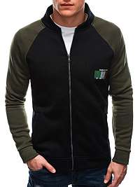 Khaki mikina v štýle bomber B1547