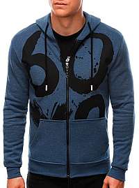Moderná modrá mikina na zips B1382