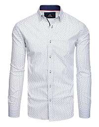 Moderná pánska biela košeľa so vzorom