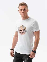 Moderné biele tričko na leto Hawaii S1434 V-17A
