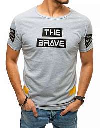 Moderné svetlošedé tričko s potlačou THE BRAVE