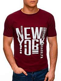 Moderné tmavo červené tričko New York S1400