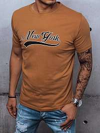Nádherné bavlnené tričko v kávovej farbe New York