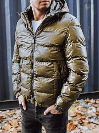 Originálna zimná bunda s kapucňou v khaki farbe
