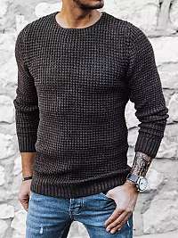 Originálny pletený tmavošedý sveter