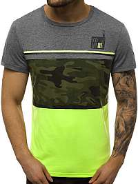 Pánské grafitové tričko s vojenským vzorom JS/SS10979Z