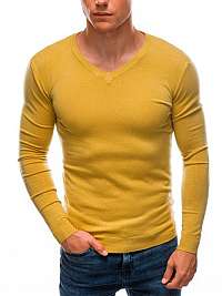 Pánsky sveter s V-výstrihom v horčicovej farbe E206