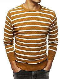 Pásikavý sveter v kamelovej farbe