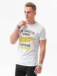 Pohodlné biele tričko Los Angeles S1434 V-23D
