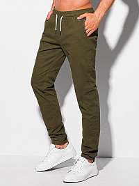 Pohodlné khaki jogger nohavice P1091