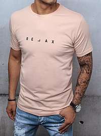 Ružové bavlnené tričko s potlačou Relax