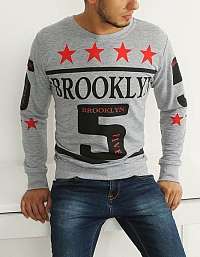 ŠEDÁ MIKINA BROOKLYN FIVE BEZ KAPUCNE
