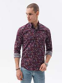 Slim fit bavlnená bordová košeľa K610