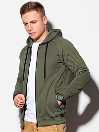 Štýlová khaki mikina na zips B1083