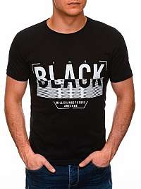 Štýlové čierne tričko s potlačou Black S1402