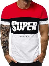 SUPER červeno-biele pánske tričko  JS/SS100699