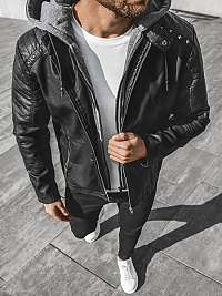 Trendová koženková bunda v čiernej farbe JB/JP1135Z