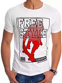 Trendové biele tričko s potlačou Free Style