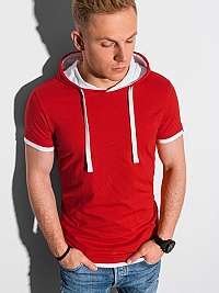 Trendové červené tričko s kapucňou  S1376