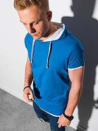 Trendové modré tričko s kapucňou  S1376