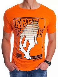 Trendové pomarančové tričko s potlačou Free Style